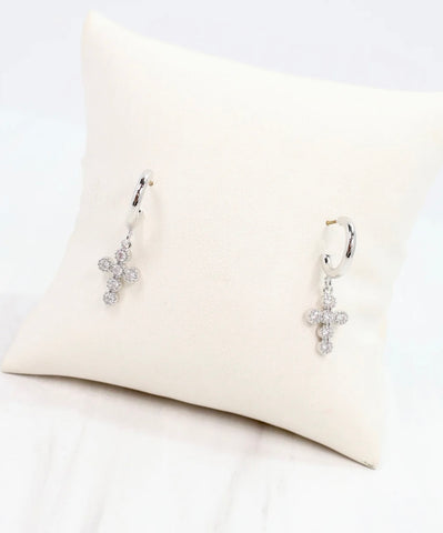 Camellia Cross Earrings