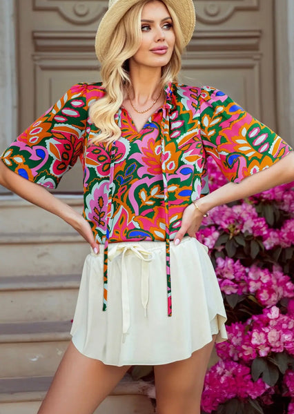 Tangerine Floral Top