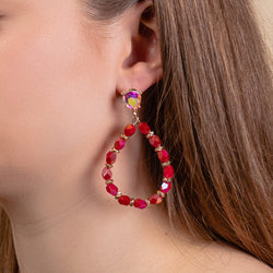 Red Beaded Hoops