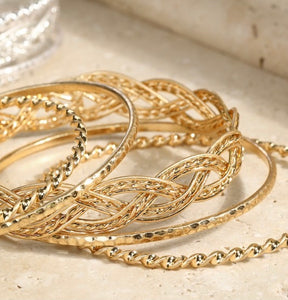 Gold Twist Bangle Bracelet Set